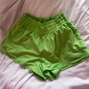 Green lululemon hotty hot shorts